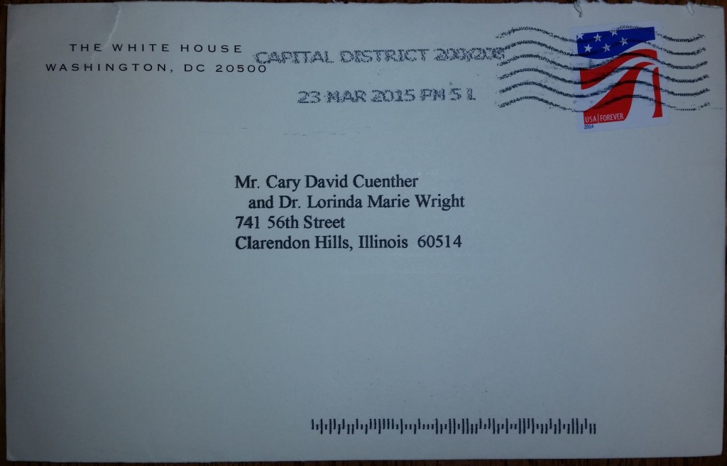 White House wedding invitation response envelope